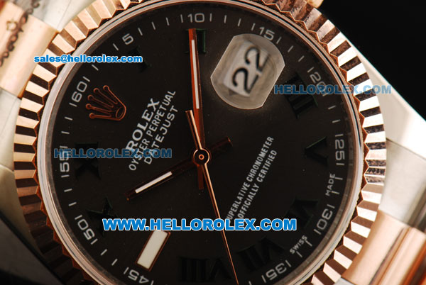 Rolex Datejust Automatic Movement Steel Case with Rose Gold Bezel and Two Tone Strap - Click Image to Close